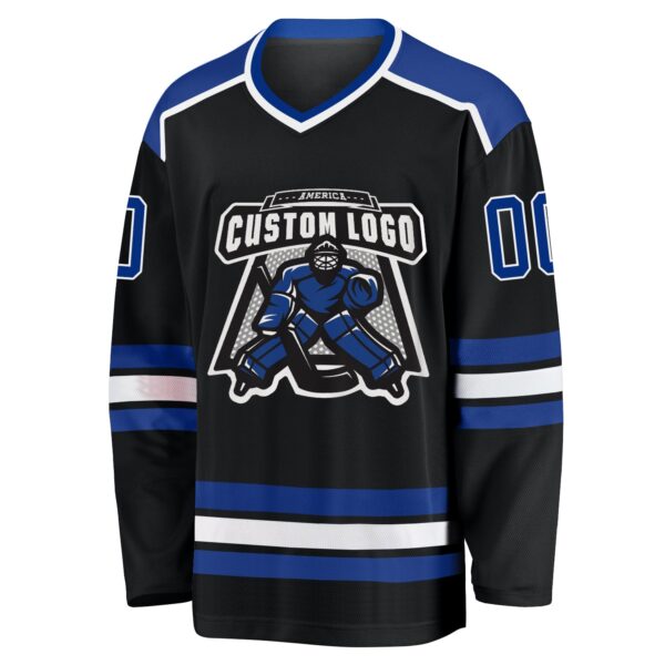 Custom Black Royal-White Hockey Jersey - Image 2