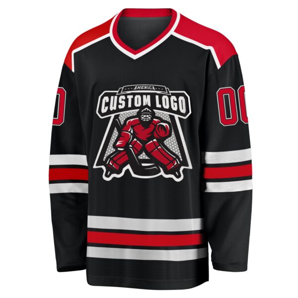 Custom Black Red-White Hockey Jersey - Image 3
