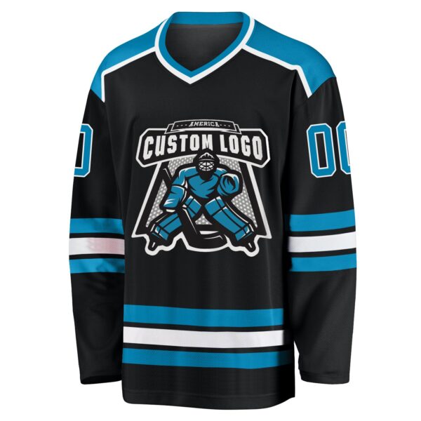 Custom Black Panther Blue-White Hockey Jersey - Image 2
