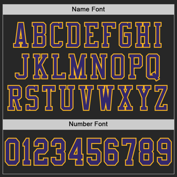 Custom Black Purple-Gold Mesh Authentic Football Jersey - Image 4