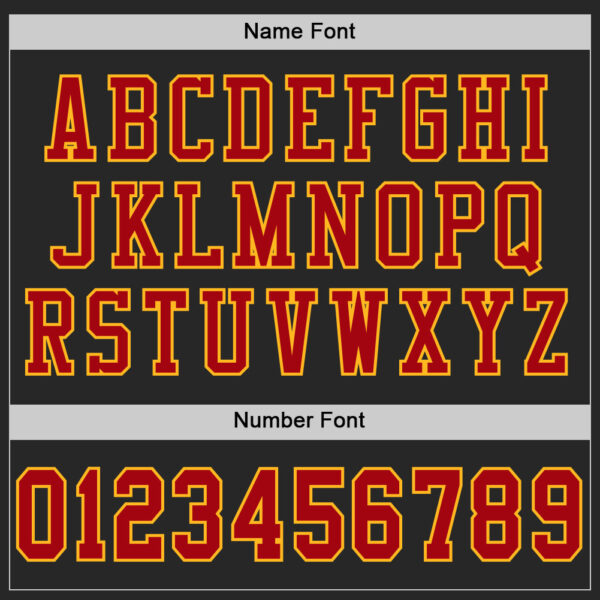 Custom Black Red-Gold Mesh Authentic Football Jersey - Image 5