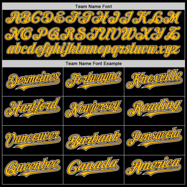 Custom Black Gold-Yellow Authentic Baseball Jersey - Image 4