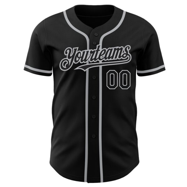 Custom Black Gray Authentic Baseball Jersey - Image 2