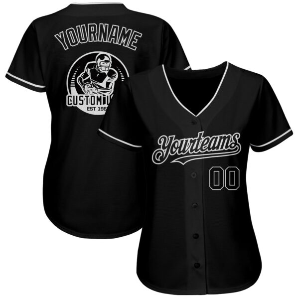Custom Black White Authentic Baseball Jersey - Image 3