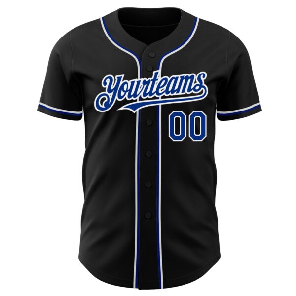Custom Black Royal-White Authentic Baseball Jersey - Image 2