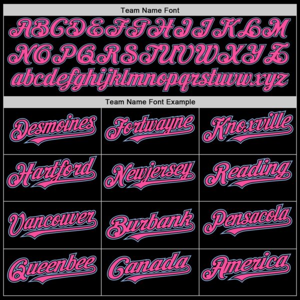Custom Black White Pinstripe Pink-Light Blue Authentic Baseball Jersey - Image 4