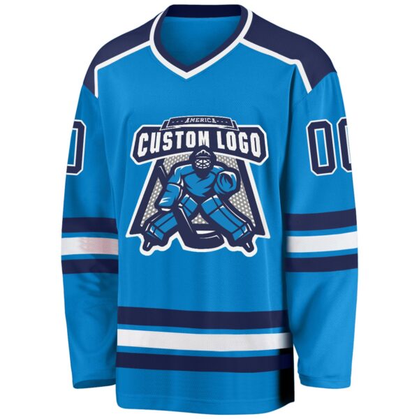 Custom Blue Navy-White Hockey Jersey - Image 2