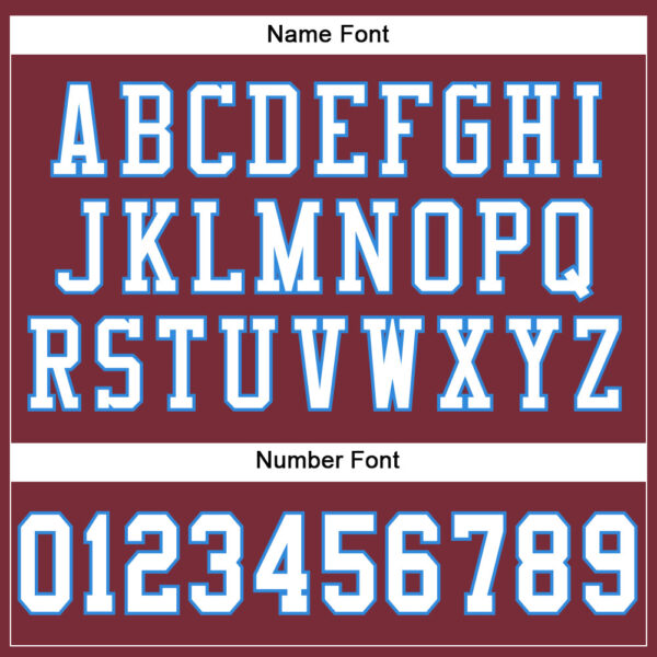 Custom Burgundy White-Powder Blue Mesh Authentic Football Jersey - Image 4