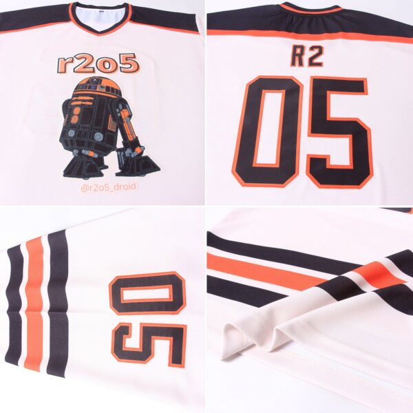 Custom Cream Black-Orange Hockey Jersey - Image 5