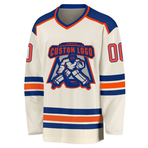 Custom Cream Orange-Royal Hockey Jersey - Image 2