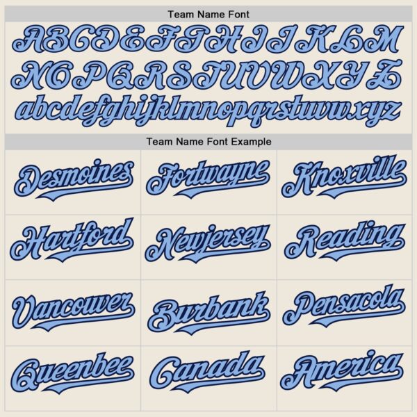 Custom Cream Navy Pinstripe Light Blue Authentic Baseball Jersey - Image 4