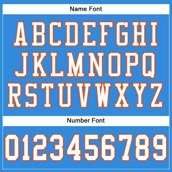 Custom Powder Blue White-Orange Mesh Authentic Football Jersey - Image 4