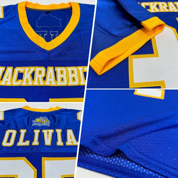 Custom Royal White-Gold Mesh Authentic Football Jersey - Image 2