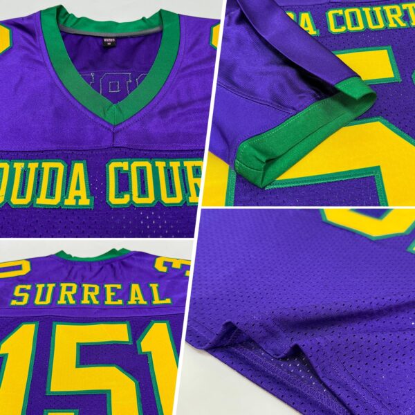 Custom Purple Gold-Kelly Green Mesh Authentic Football Jersey - Image 2