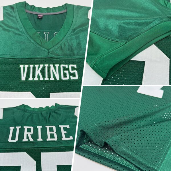 Custom Green White Mesh Authentic Football Jersey - Image 2
