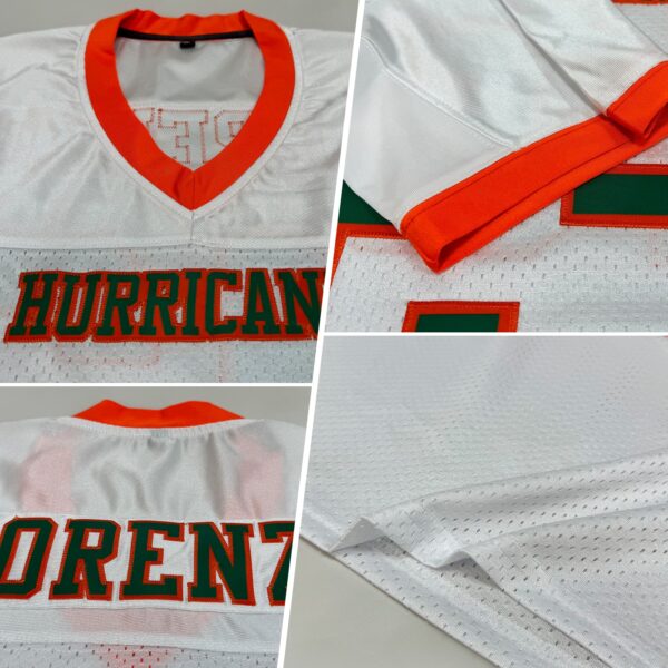 Custom White Kelly Green-Orange Mesh Authentic Football Jersey - Image 2