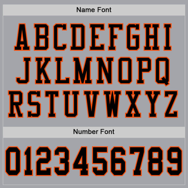 Custom Gray Black-Orange Mesh Authentic Football Jersey - Image 4
