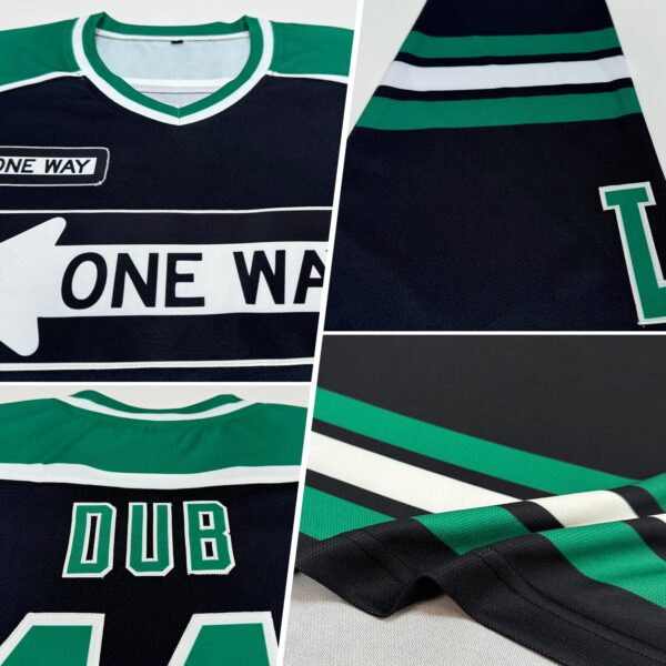 Custom Black Kelly Green-White Hockey Jersey - Image 2