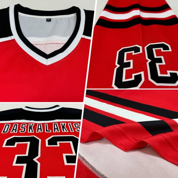 Custom Red Black-White Hockey Jersey - Image 2
