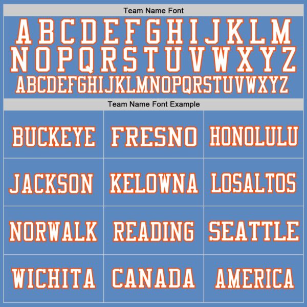 Custom Light Blue Orange-White Mesh Authentic Football Jersey - Image 3