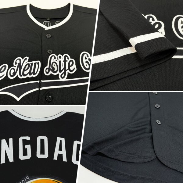 Custom Black White Authentic Baseball Jersey - Image 2