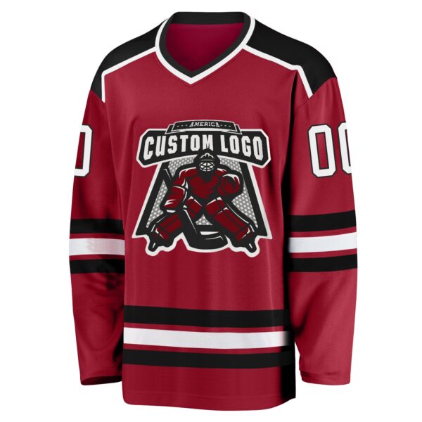 Custom Maroon White-Black Hockey Jersey - Image 2