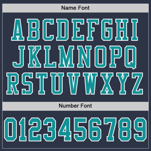 Custom Navy Aqua-White Mesh Authentic Football Jersey - Image 4