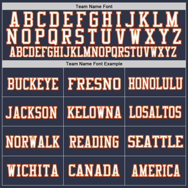 Custom Navy Orange-White Mesh Authentic Football Jersey - Image 3