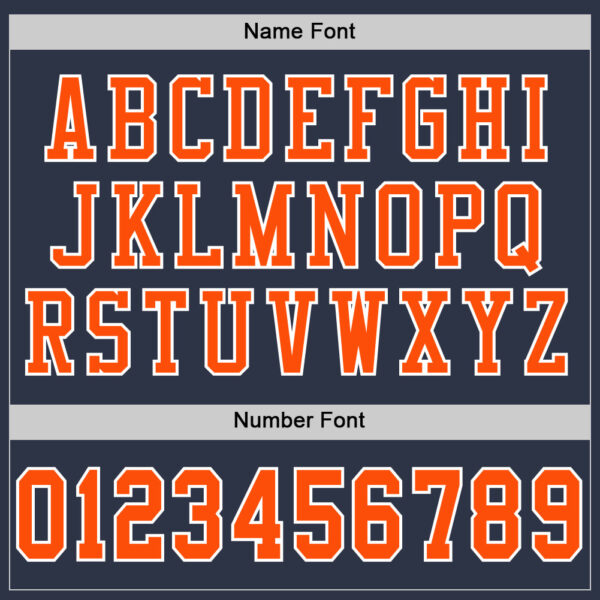 Custom Navy Orange-White Mesh Authentic Football Jersey - Image 4