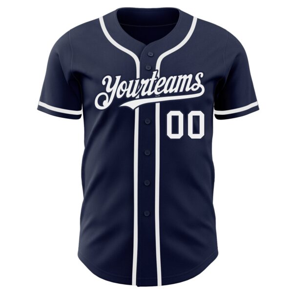 Custom Navy White Authentic Baseball Jersey - Image 2
