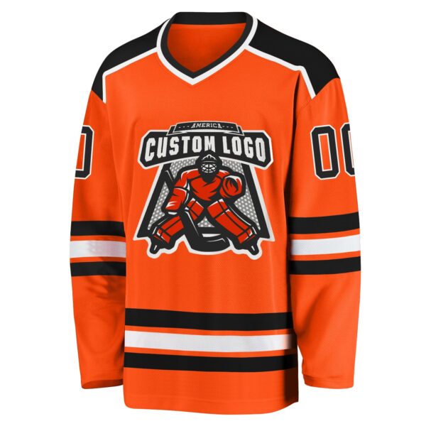 Custom Orange Black-White Hockey Jersey - Image 2