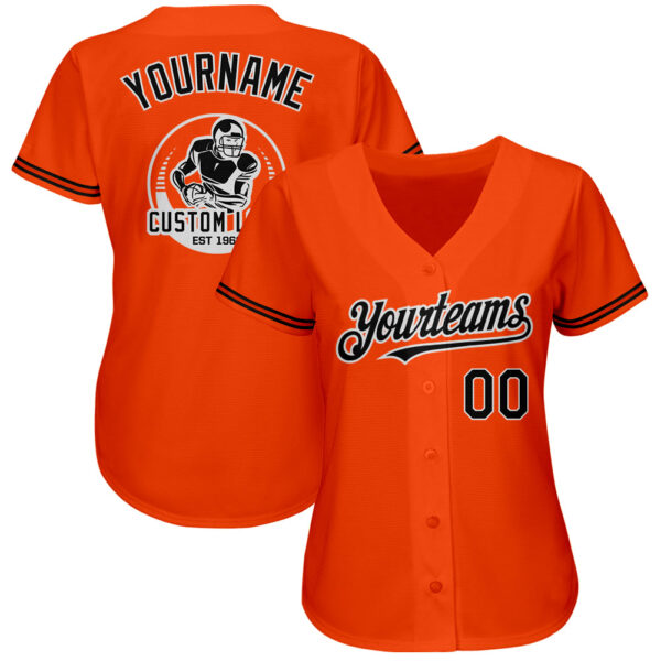 Custom Orange Black-White Authentic Baseball Jersey - Image 2