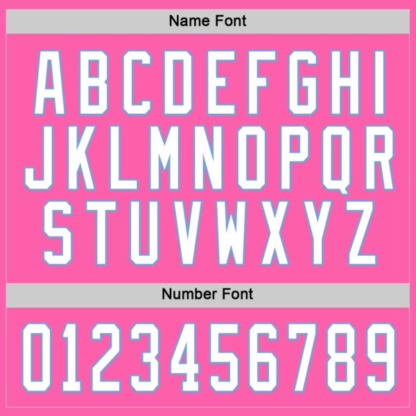 Custom Pink White-Light Blue Hockey Jersey - Image 4