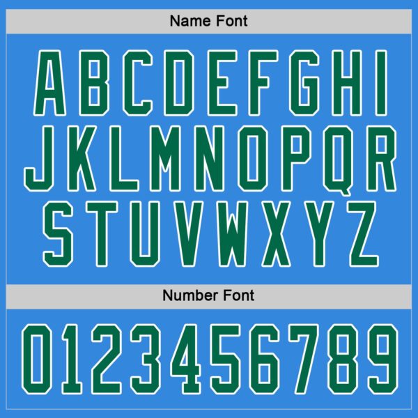 Custom Powder Blue Kelly Green-White Hockey Jersey - Image 4
