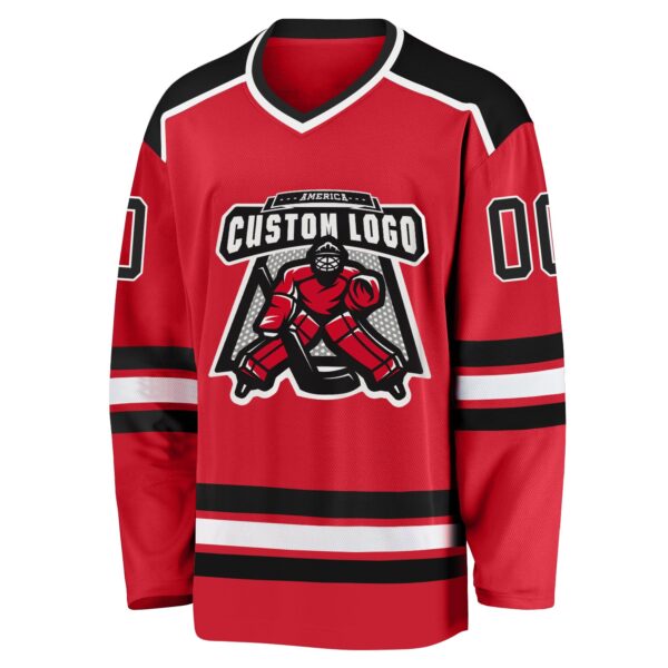Custom Red Black-White Hockey Jersey - Image 3