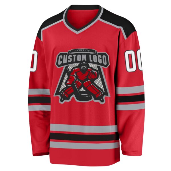 Custom Red White-Black Hockey Jersey - Image 2