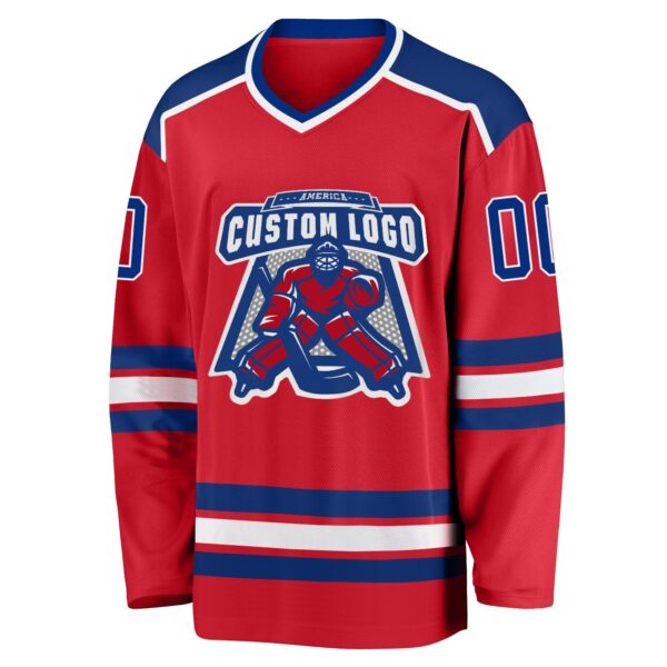 Custom Red Royal-White Hockey Jersey - Image 2