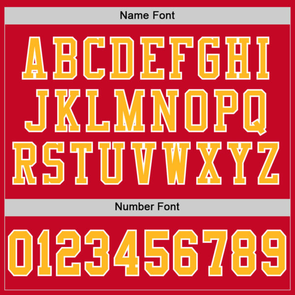 Custom Red Gold-White Mesh Authentic Football Jersey - Image 4