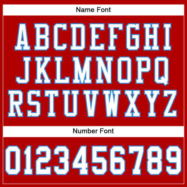 Custom Red White-Powder Blue Mesh Authentic Football Jersey - Image 4