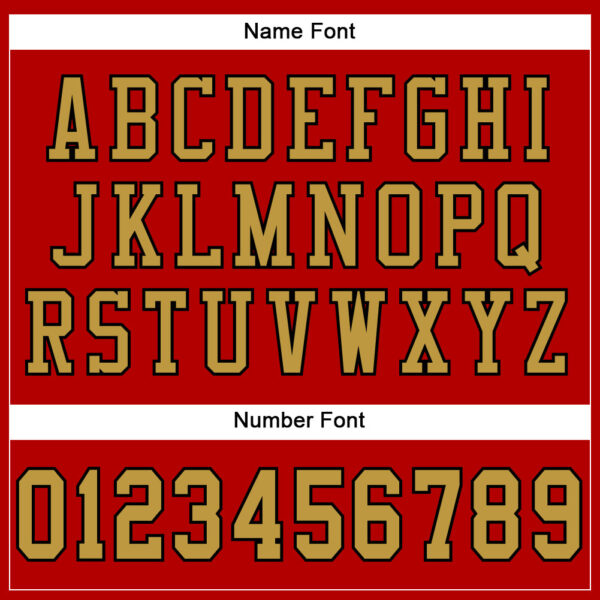 Custom Red Old Gold-Black Mesh Authentic Football Jersey - Image 4