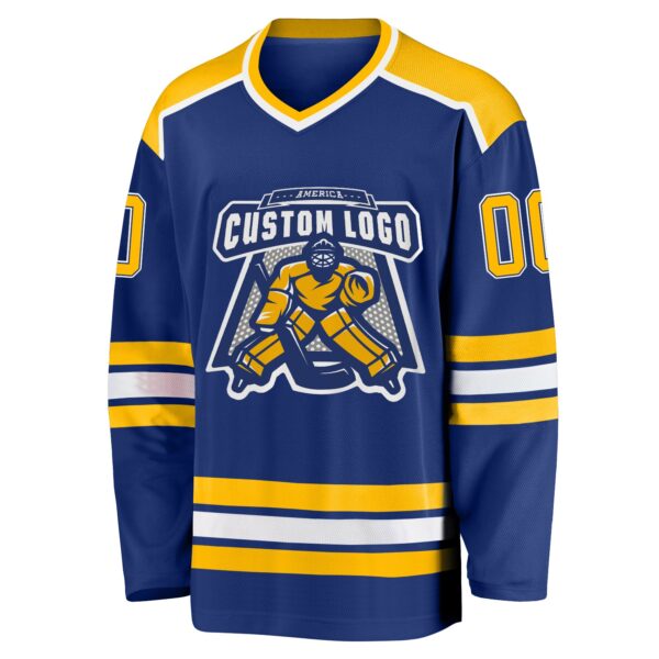 Custom Royal Gold-White Hockey Jersey - Image 2
