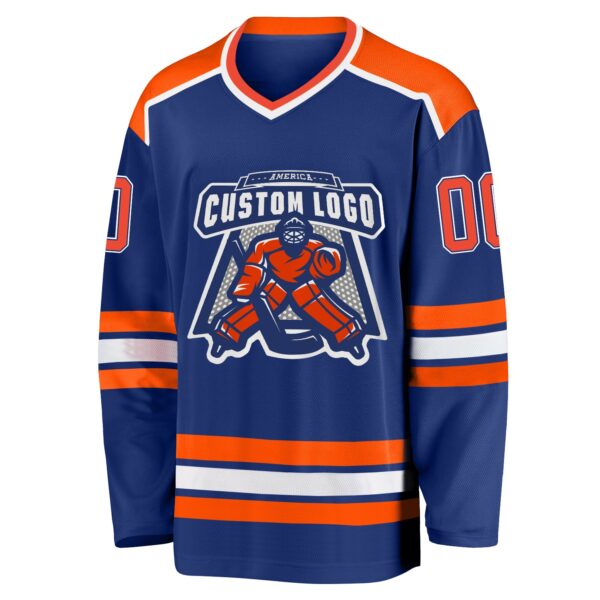 Custom Royal Orange-White Hockey Jersey - Image 2