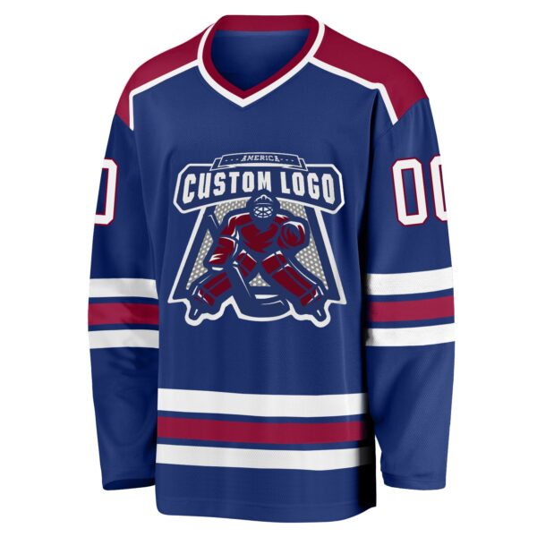Custom Royal White-Maroon Hockey Jersey - Image 2