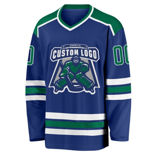 Custom Royal Kelly Green-White Hockey Jersey - Image 2