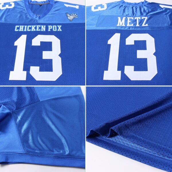 Custom Royal White Mesh Authentic Football Jersey - Image 5