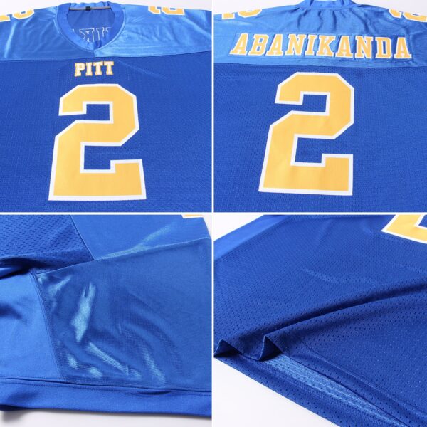 Custom Royal Gold-White Mesh Authentic Football Jersey - Image 5