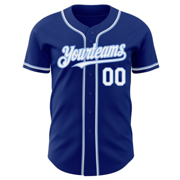 Custom Royal White-Light Blue Authentic Baseball Jersey - Image 2