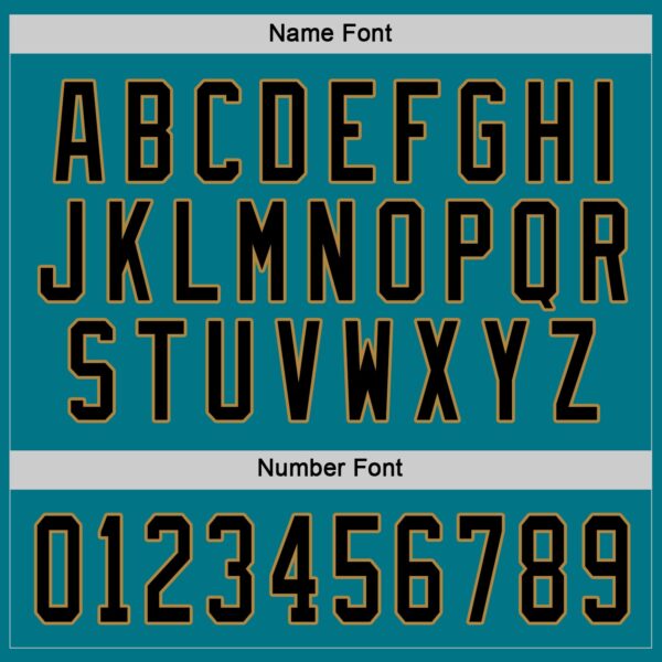 Custom Teal Black-Old Gold Hockey Jersey - Image 4
