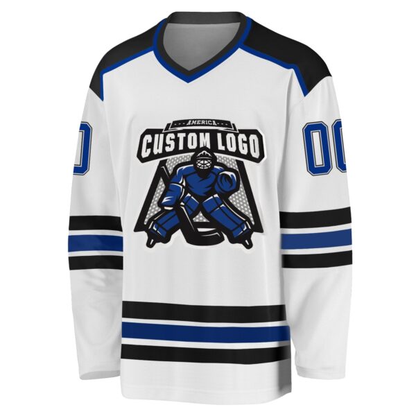 Custom White Royal-Black Hockey Jersey - Image 2