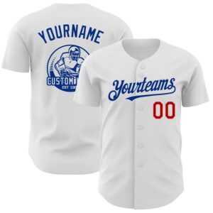 Custom White Red-Royal Authentic Baseball Jersey